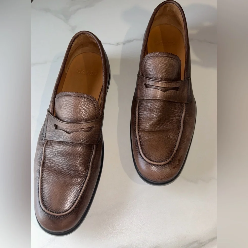 Bally MICSON/01 Men's Medium Brown Leather Slip On Loafer Dress Shoes